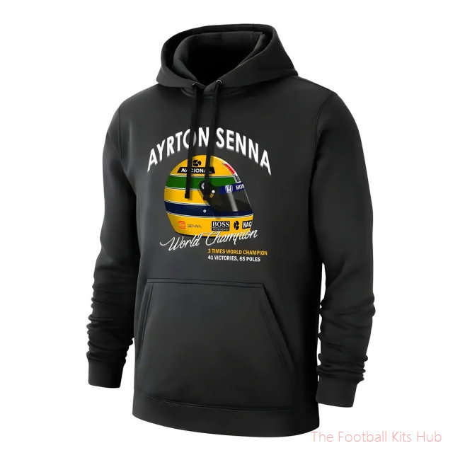 Ayrton Senna Helmet footer with hood, black-unisoccer store
