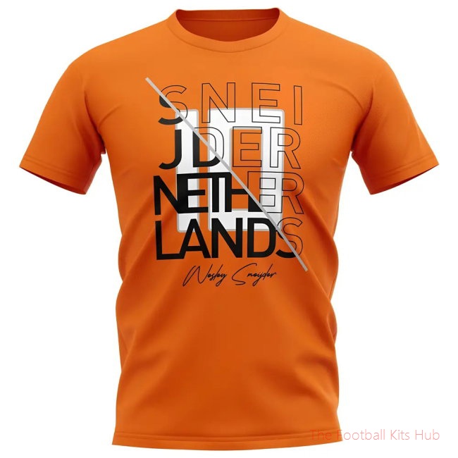 Wesley Sneijder Holland Graphic Signature T-Shirt (Orange)-unisoccer store