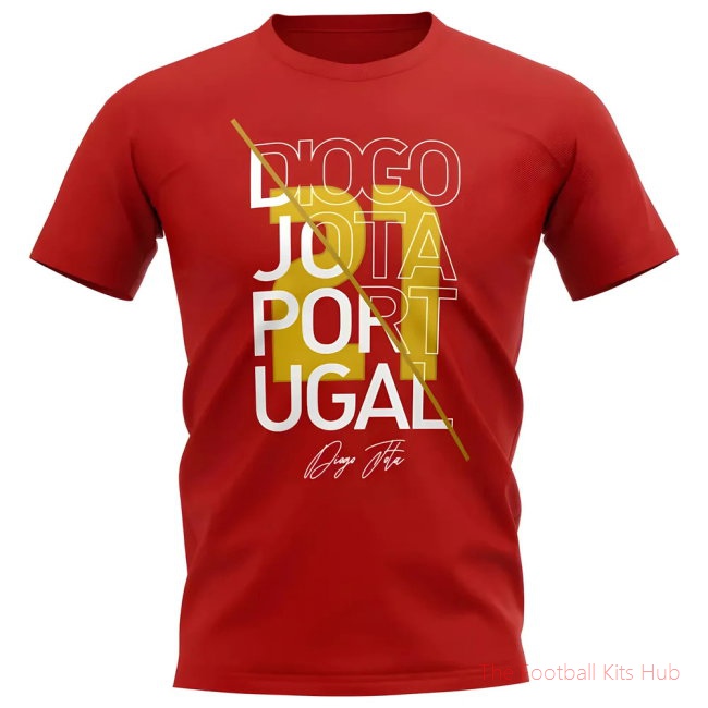 Diogo Jota Portugal Graphic Signature T-Shirt (Red)-unisoccer store