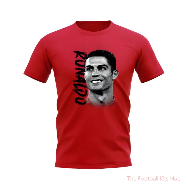 Cristiano Ronaldo Portugal Image Football T-Shirt (Red)-unisoccer store