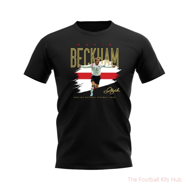 David Beckham England Football Celebration T-Shirt (Black)-unisoccer store