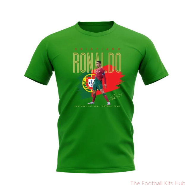 Cristiano Ronaldo Portugal Football Celebration T-Shirt (Green)-unisoccer store