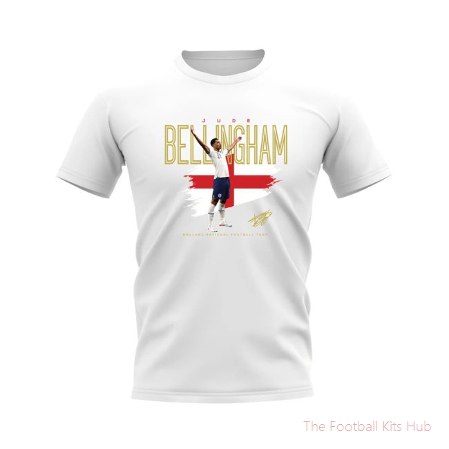 Jude Bellingham England Football Celebration T-Shirt (White)-unisoccer store