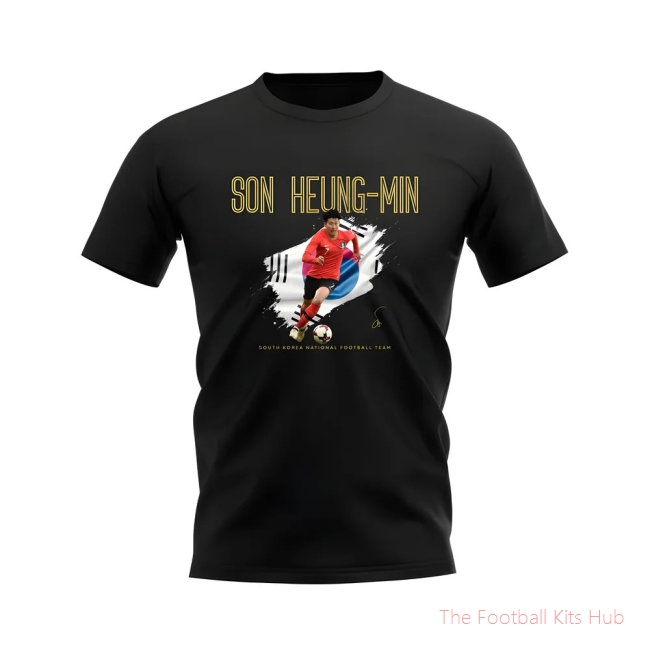 Son Heung-Min South Korea Image T-Shirt (Black)-unisoccer store
