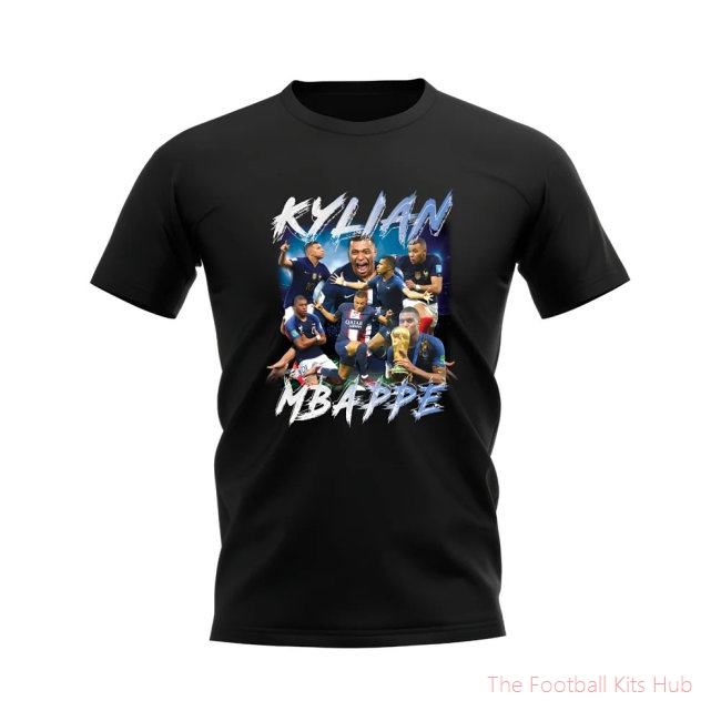 Kylian Mbappe Bootleg Football T-Shirt (Black)-unisoccer store