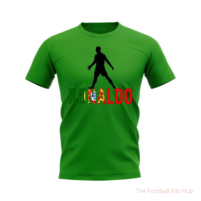 Cristiano Ronaldo Portugal Silhouette T-shirt (Green)-unisoccer store