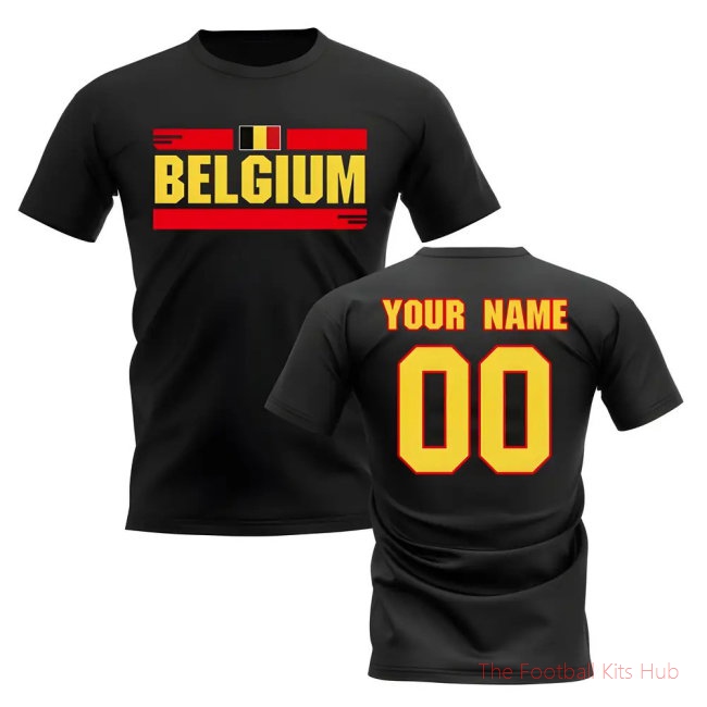 Personalised Belgium Fan Football T-Shirt (black)-unisoccer store