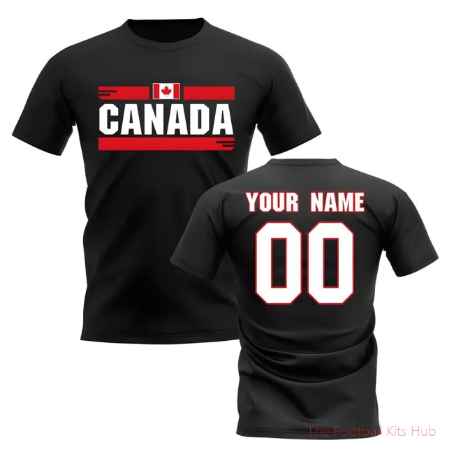 Personalised Canada Fan Football T-Shirt (black)-unisoccer store