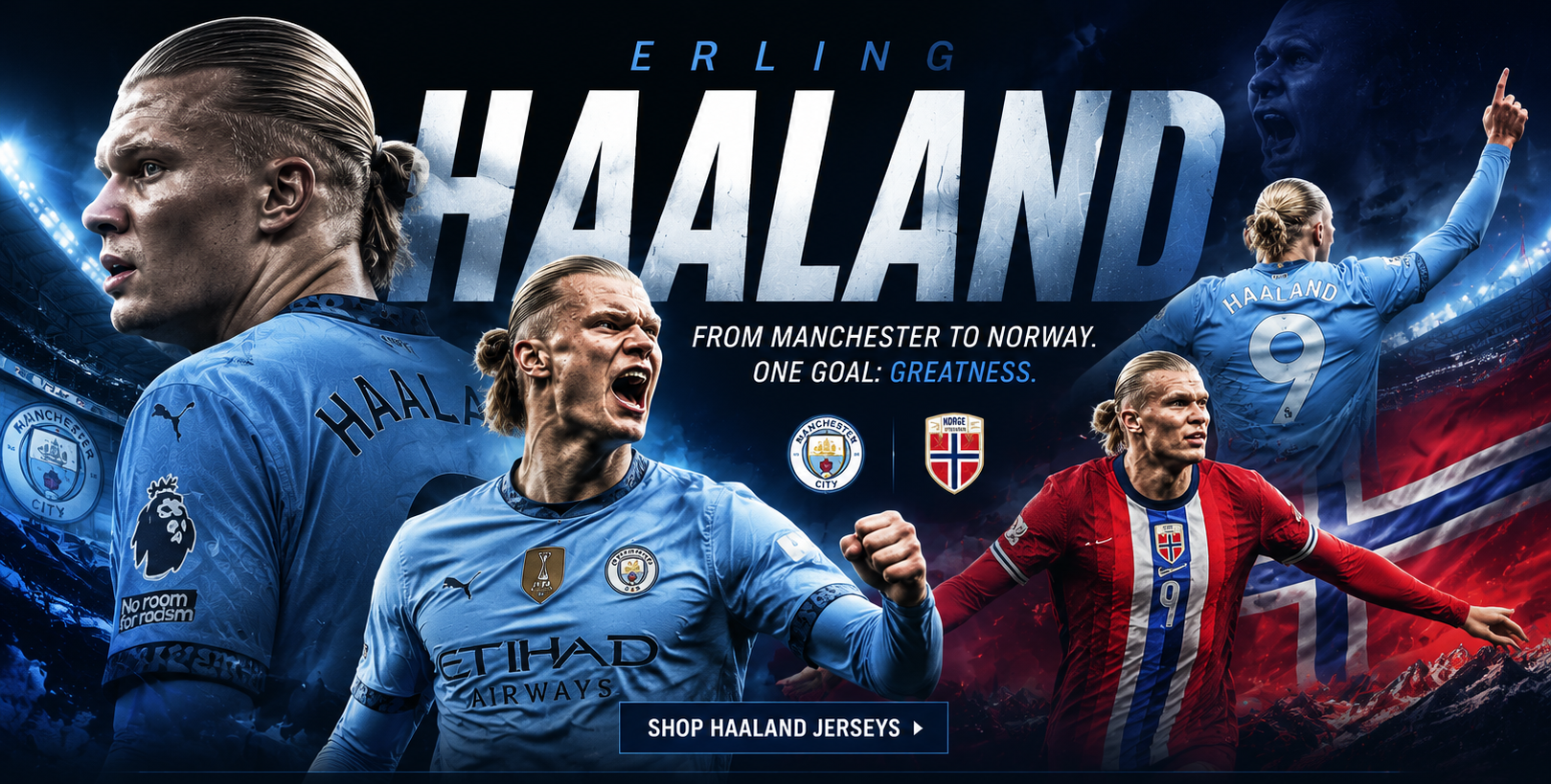 Erling Haaland hero banner Norway & Manchester City
