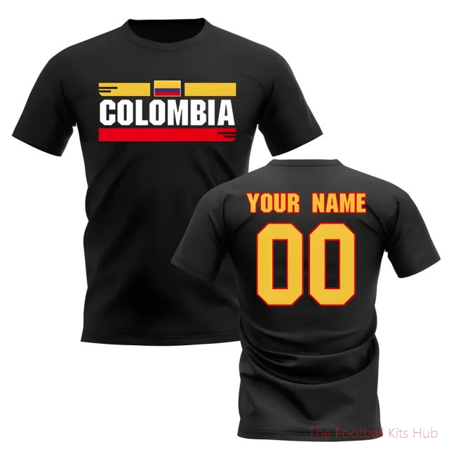 Personalised Colombia Fan Football T-Shirt (black)-unisoccer store