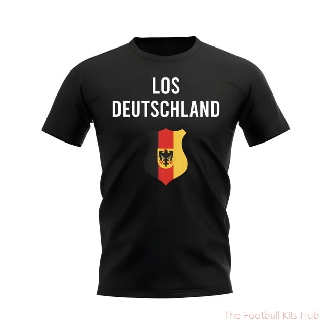 Los Deutschland Germany Fans Phrase T-shirt (Black)-unisoccer store