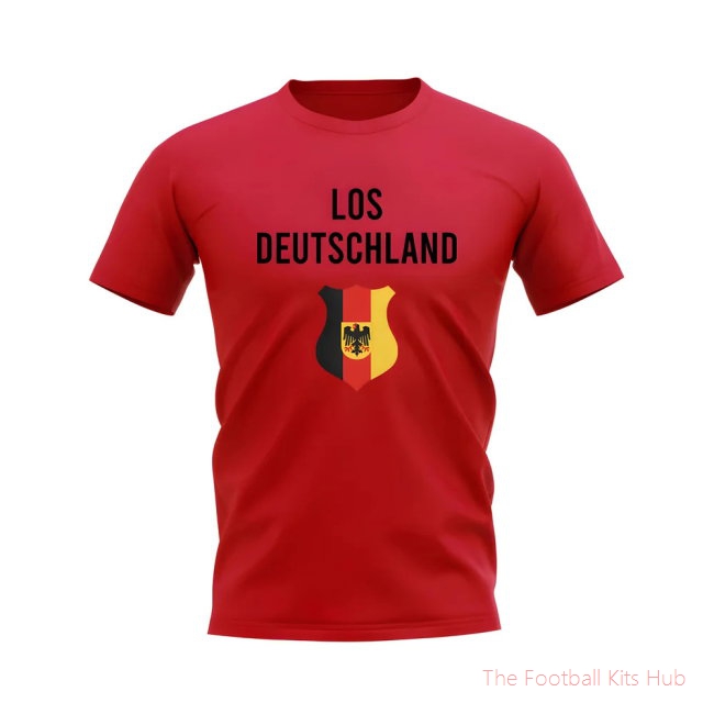 Los Deutschland Germany Fans Phrase T-shirt (Red)-unisoccer store
