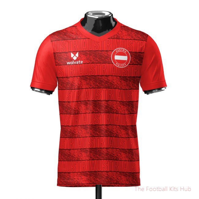 Austria Heritage Red Football Jersey (Wolvate) Adult Short Sleeve-unisoccer store