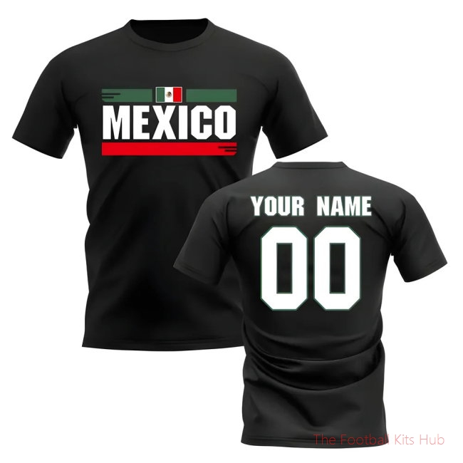 Personalised Mexico Fan Football T-Shirt (black)-unisoccer store