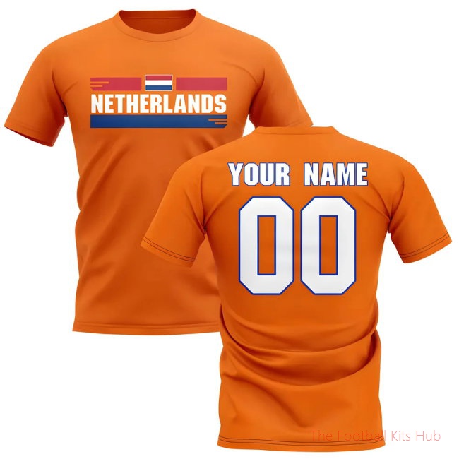 Personalised Netherlands Fan Football T-Shirt (orange)-unisoccer store
