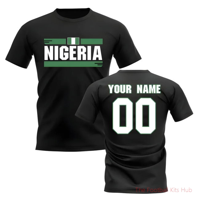 Personalised Nigeria Fan Football T-Shirt (black)-unisoccer store