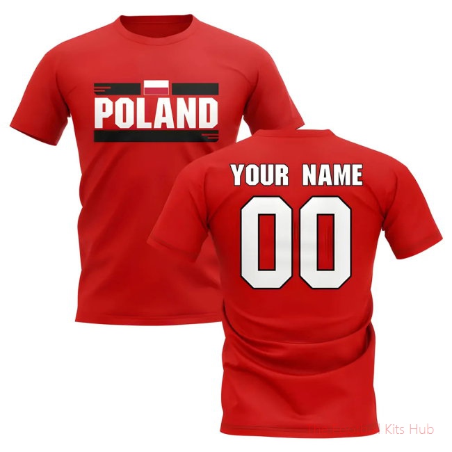Personalised Poland Fan Football T-Shirt (red)-unisoccer store