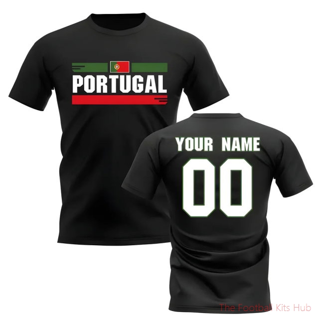 Personalised Portugal Fan Football T-Shirt (black)-unisoccer store
