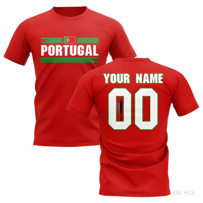 Personalised Portugal Fan Football T-Shirt (red)-unisoccer store