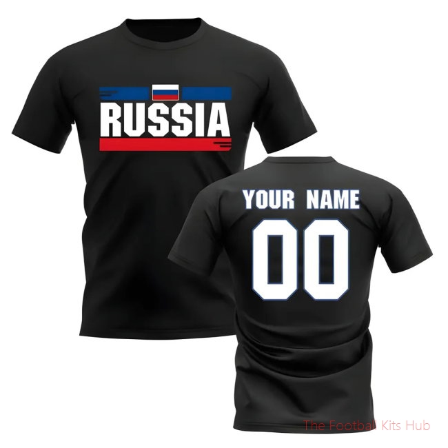 Personalised Russia Fan Football T-Shirt (black)-unisoccer store