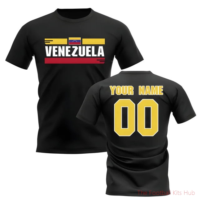 Personalised Venezuela Fan Football T-Shirt (black)-unisoccer store