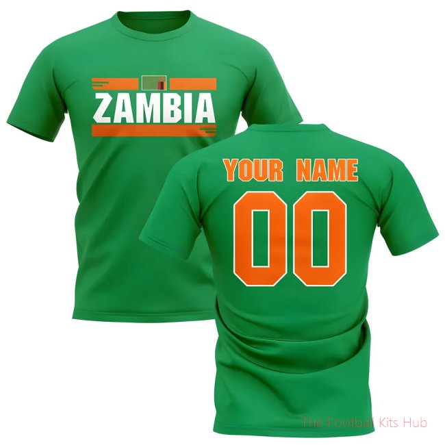 Personalised Zambia Fan Football T-Shirt (green)-unisoccer store