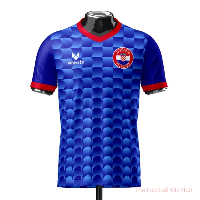 Croatia Heritage Football Jersey Blue (Wolvate) Adult Short Sleeve-unisoccer store