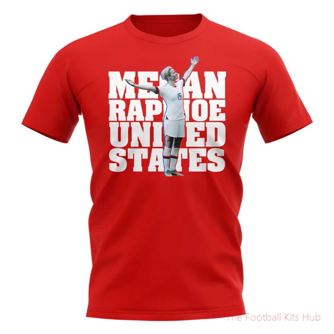 Megan Rapinoe United States-Player T-Shirt (Red)-unisoccer store