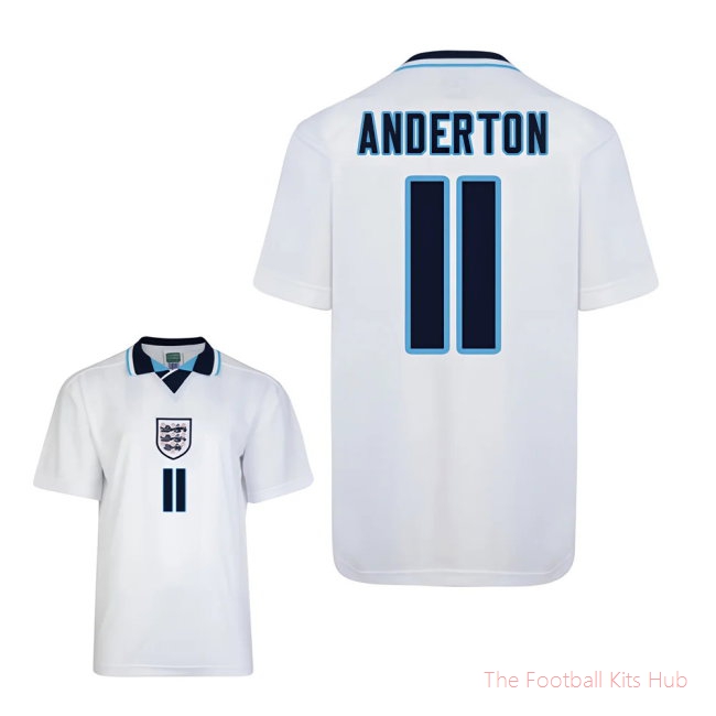 Score Draw England Euro 1996 Home Shirt (Anderton 11)-unisoccer store