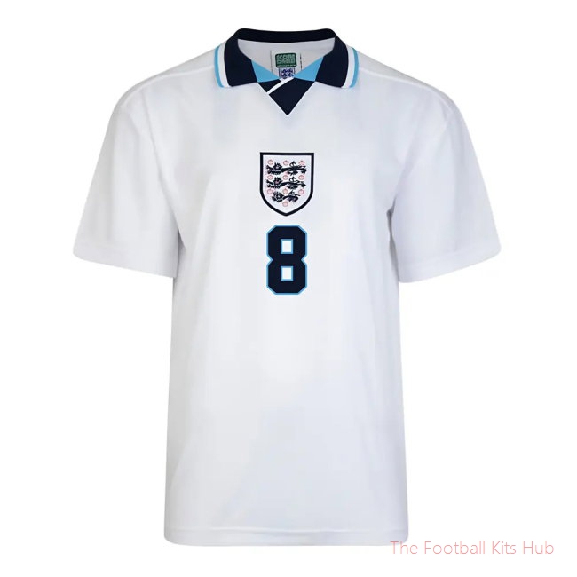 Score Draw England Euro 1996 Home Shirt (Gascoigne 8)-unisoccer store
