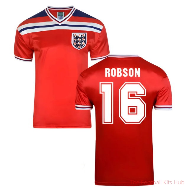 Score Draw England World Cup 1982 Away Shirt (Robson 16)-unisoccer store