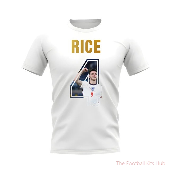 Declan Rice Name And Number England T-Shirt (White)-unisoccer store