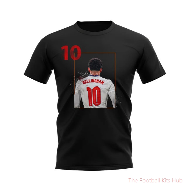 Jude Bellingham England Fade T-Shirt (Black)-unisoccer store