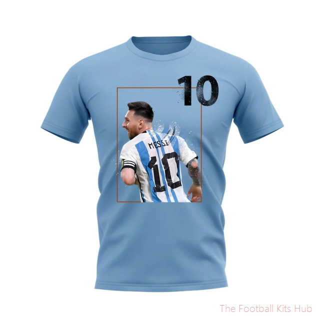 Lionel Messi Argentina Fade T-Shirt (Sky Blue)-unisoccer store