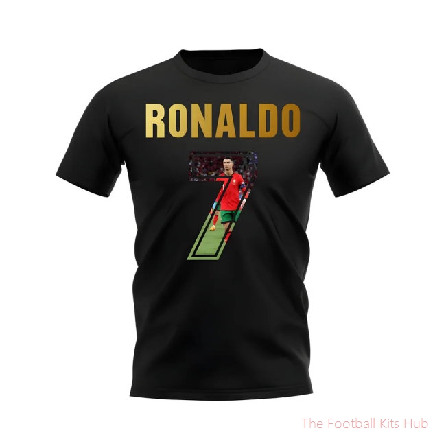 Cristiano Ronaldo Name And Number Portugal T-Shirt (Black)-unisoccer store