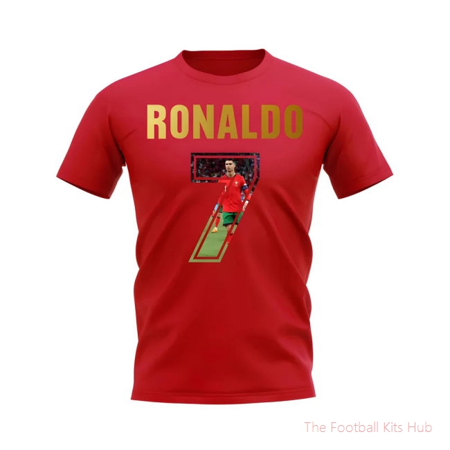 Cristiano Ronaldo Name And Number Portugal T-Shirt (Red)-unisoccer store