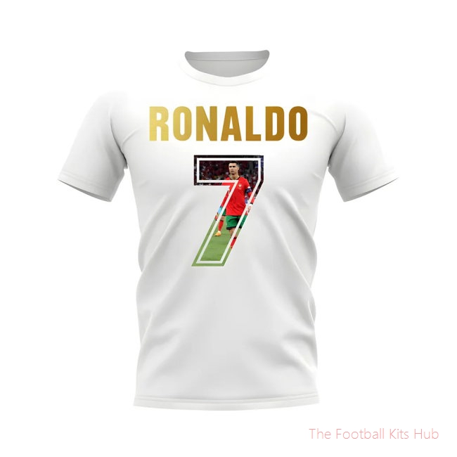 Cristiano Ronaldo Name And Number Portugal T-Shirt (White)-unisoccer store
