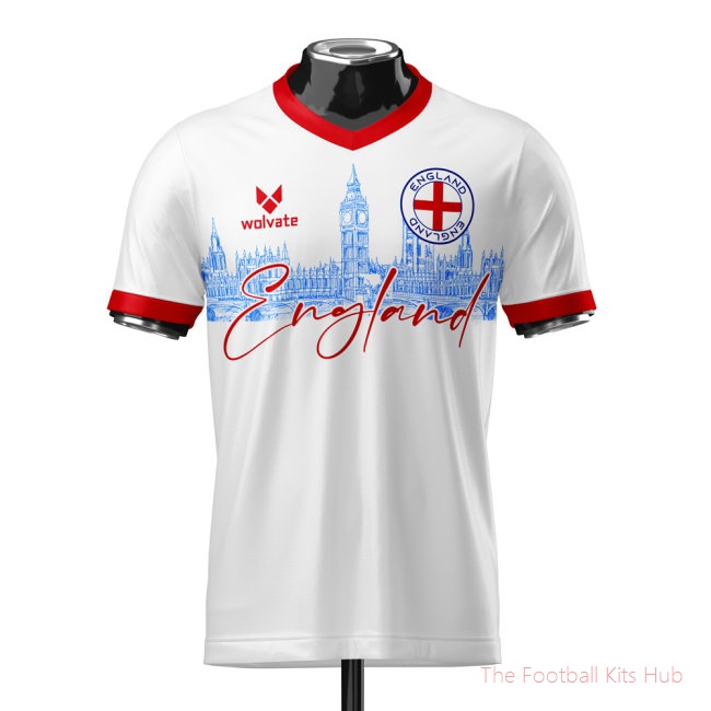 England Heritage Football Jersey White/Red (Wolvate) Adult Short Sleeve-unisoccer store