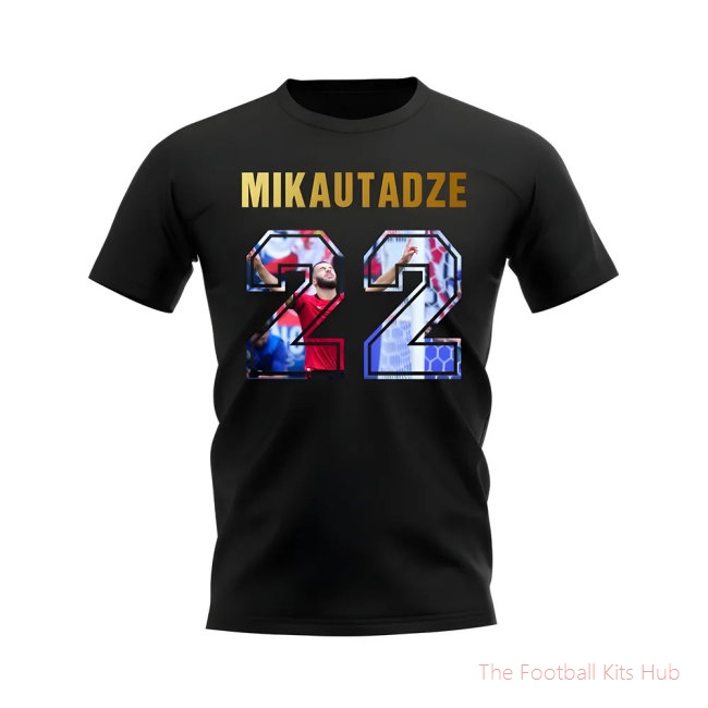 Georges Mikautadze Name And Number Georgia T-Shirt (Black)-unisoccer store