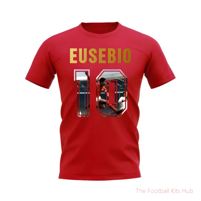 Eusebio Name And Number Portugal T-Shirt (Red)-unisoccer store