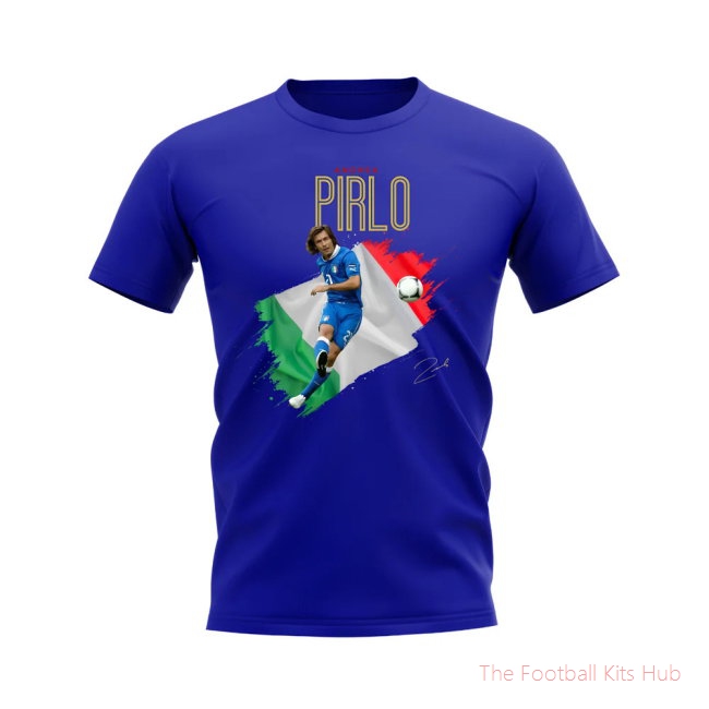 Andrea Pirlo Italy Flag T-Shirt (Royal Blue)-unisoccer store
