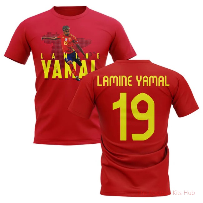 Lamine Yamal Spain 19 T-Shirt (Red)-unisoccer store