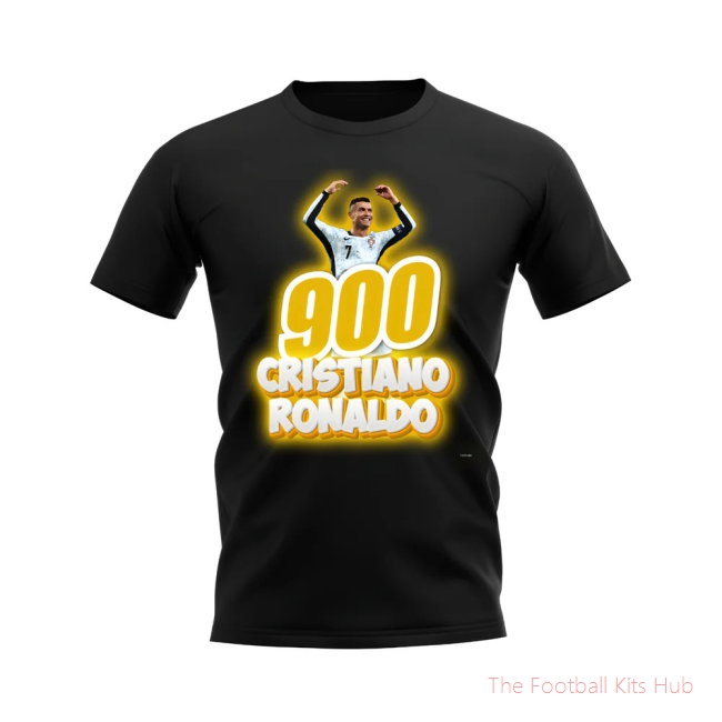 Cristiano Ronaldo 900 Career Goals T-Shirt (Black)-unisoccer store