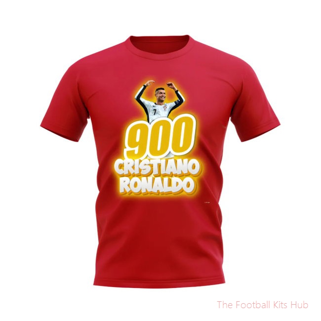 Cristiano Ronaldo 900 Career Goals T-Shirt (Red)-unisoccer store