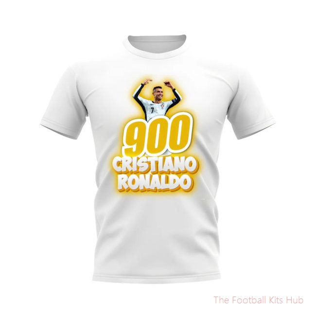 Cristiano Ronaldo 900 Career Goals T-Shirt (White)-unisoccer store