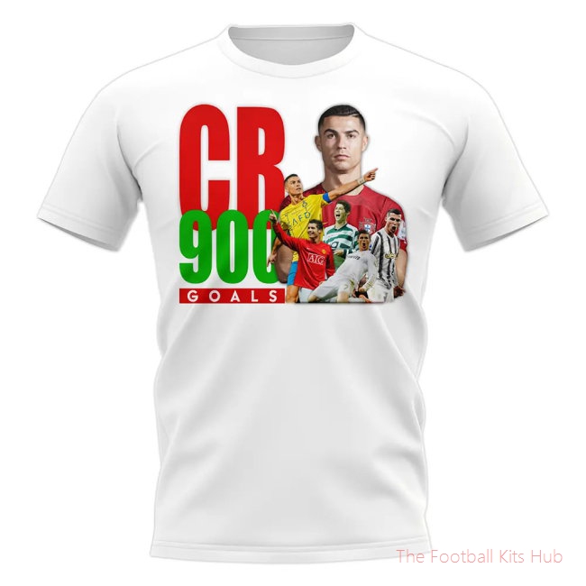 Cristiano Ronaldo 900 Goals T-Shirt (White)-unisoccer store