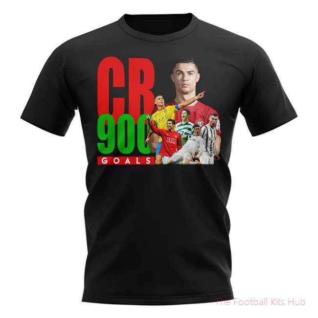 Cristiano Ronaldo 900 Goals T-Shirt (Black)-unisoccer store