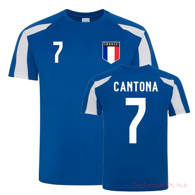 Eric Cantona France Sports Training Jersey (Blue-White)-unisoccer store