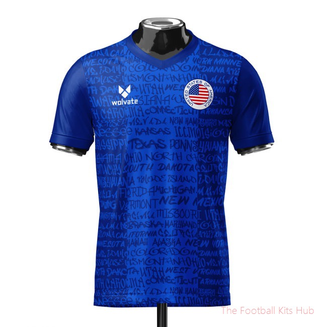 USA Heritage Football Jersey Blue (Wolvate) Adult Short Sleeve-unisoccer store
