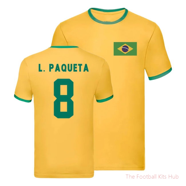 Brazil Ringer T-Shirt (Lucas Paqueta 8)-unisoccer store